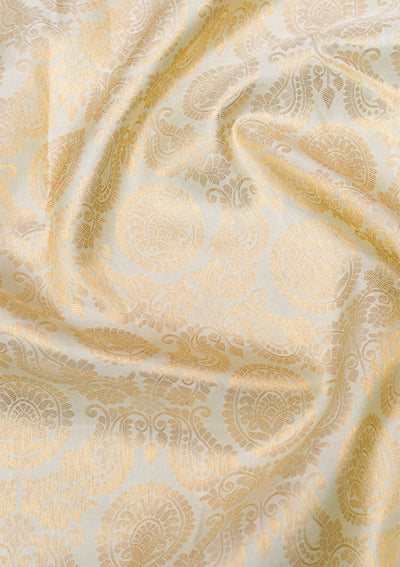 Cream Gold Zariwork Pure Silk Saree - Koskii