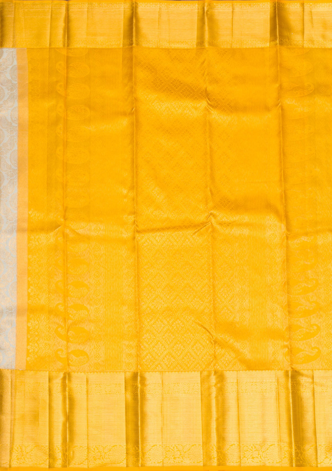 Cream Gold Zariwork Pure Silk Saree - Koskii