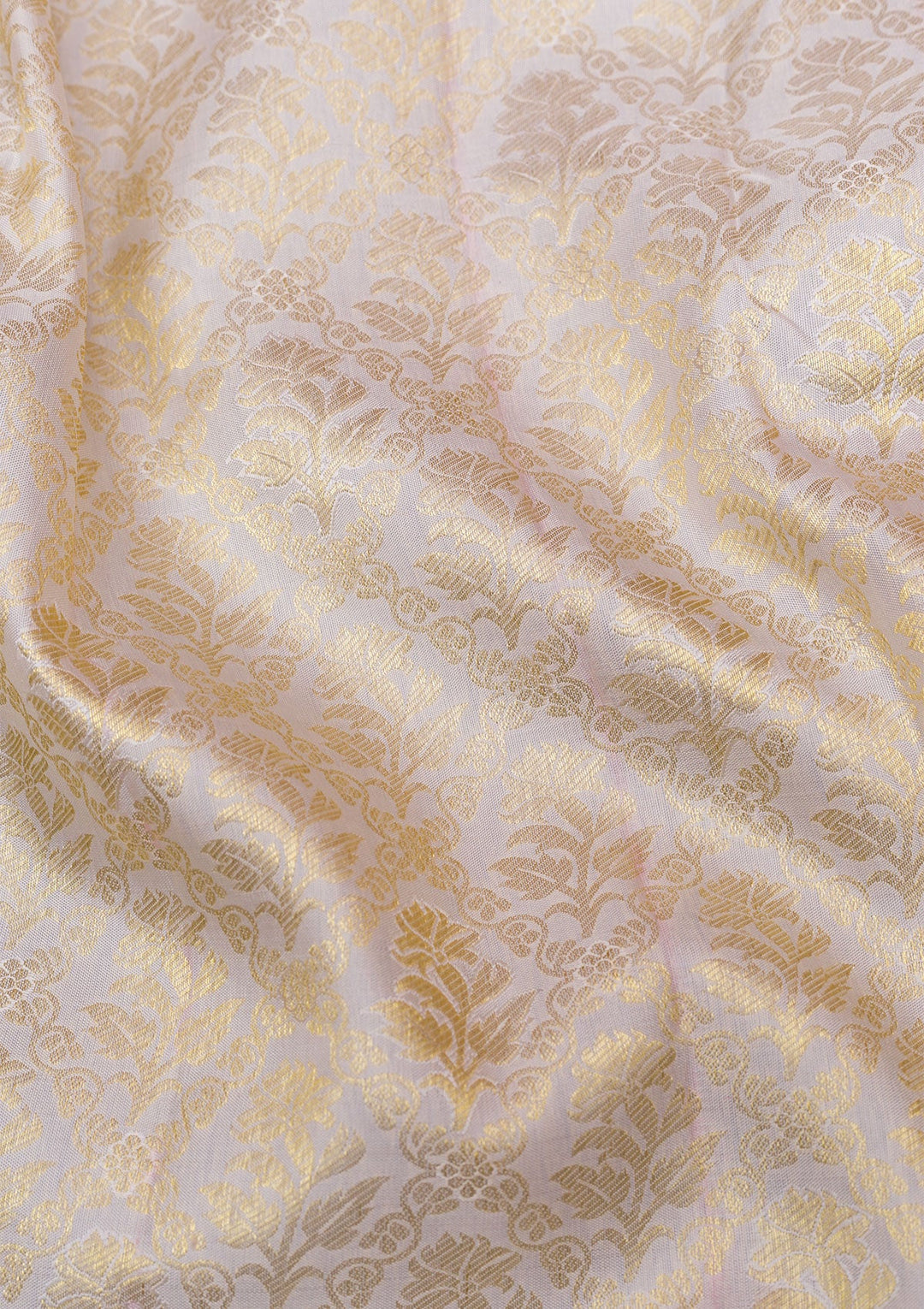 Cream Gold Zariwork Pure Silk Saree - Koskii