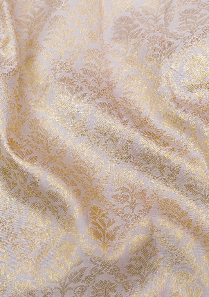 Cream Gold Zariwork Pure Silk Saree - Koskii