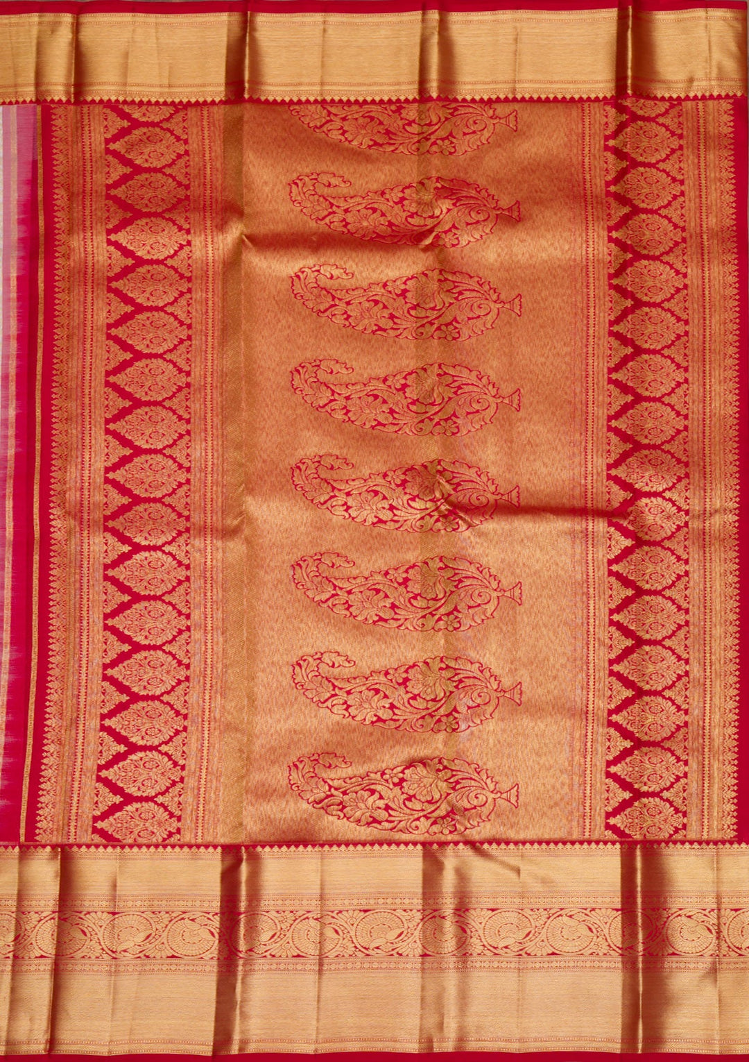 Cream Gold Zariwork Pure Silk Saree - Koskii
