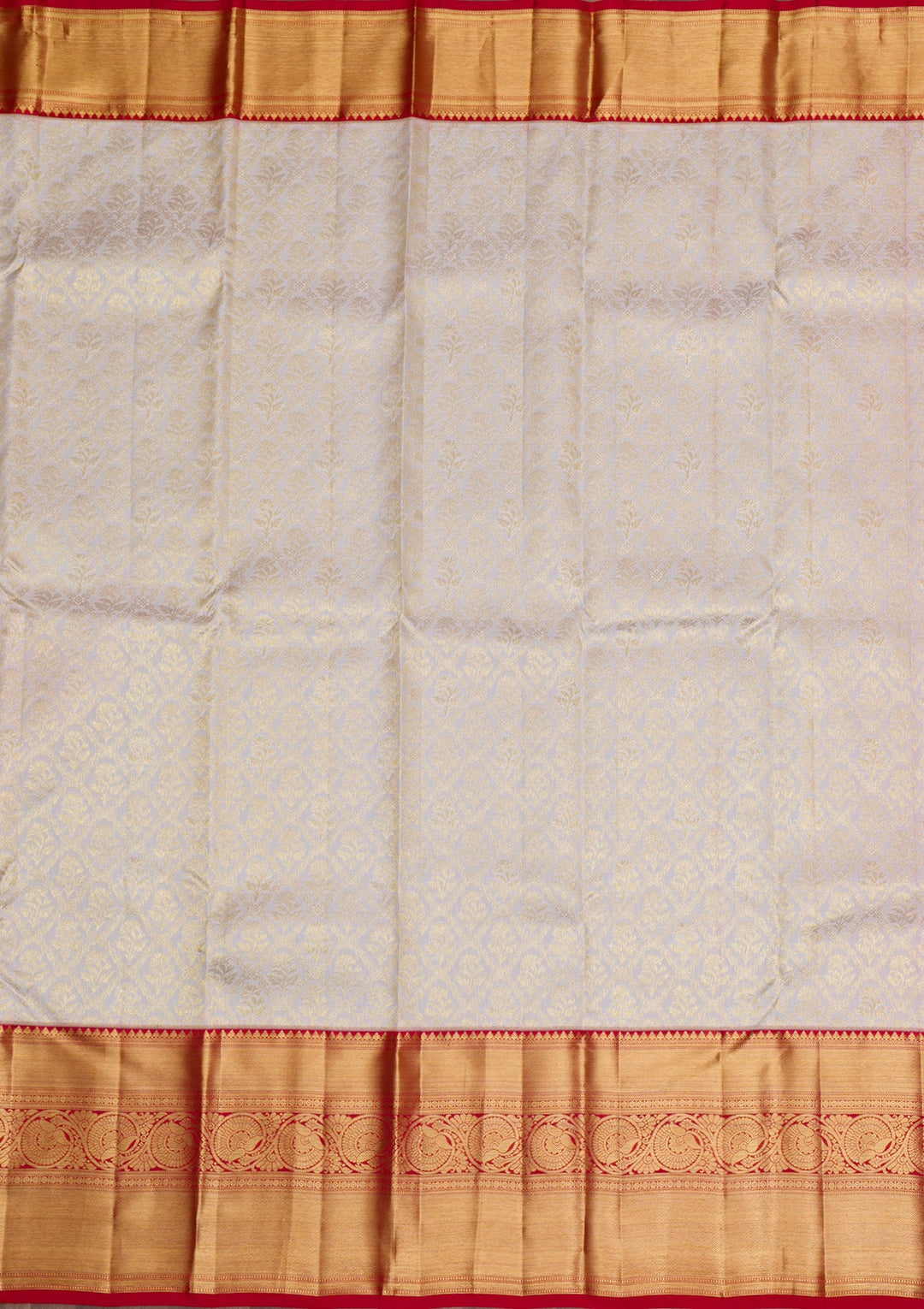 Cream Gold Zariwork Pure Silk Saree - Koskii