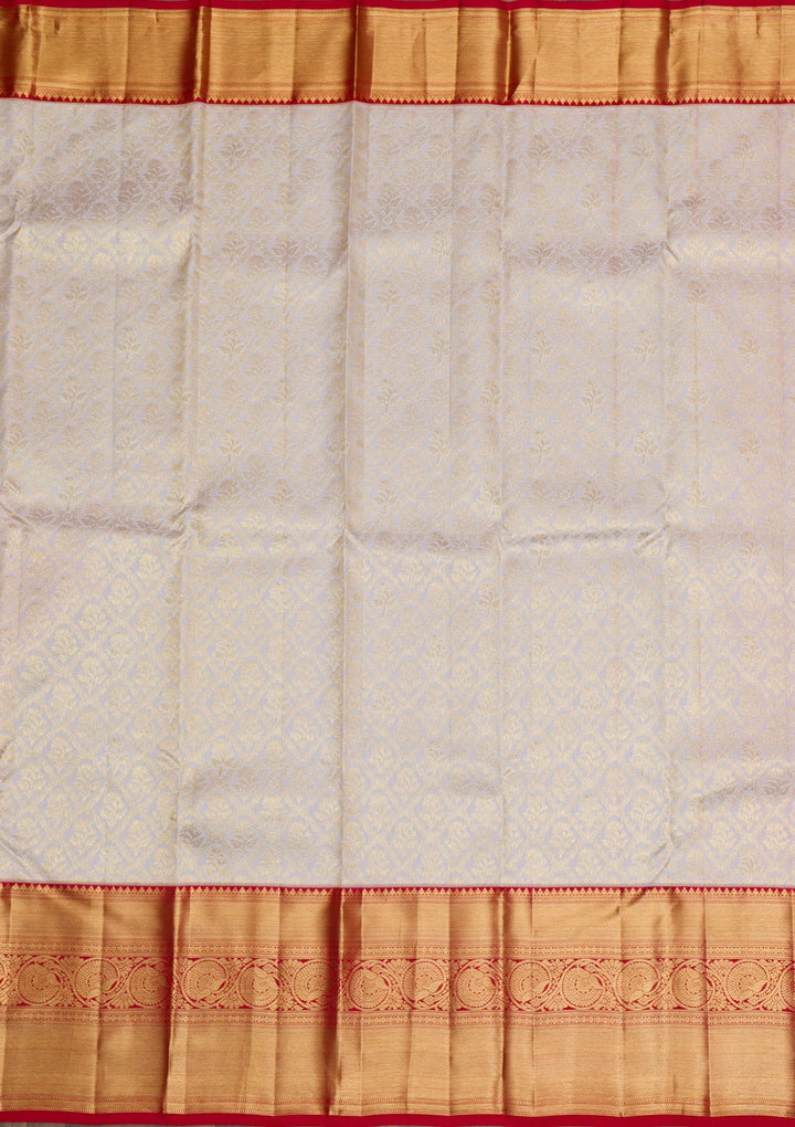 Cream Gold Zariwork Pure Silk Saree - Koskii
