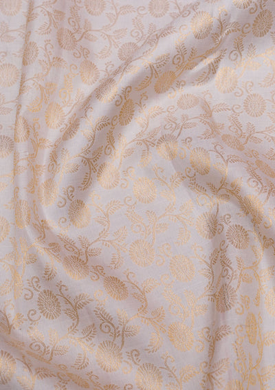 Cream Gold Zariwork Pure Silk Saree - Koskii