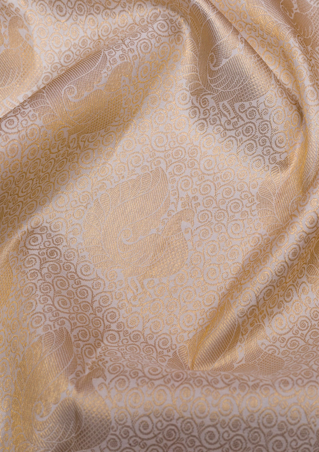 Cream Gold Zariwork Pure Silk Saree - Koskii