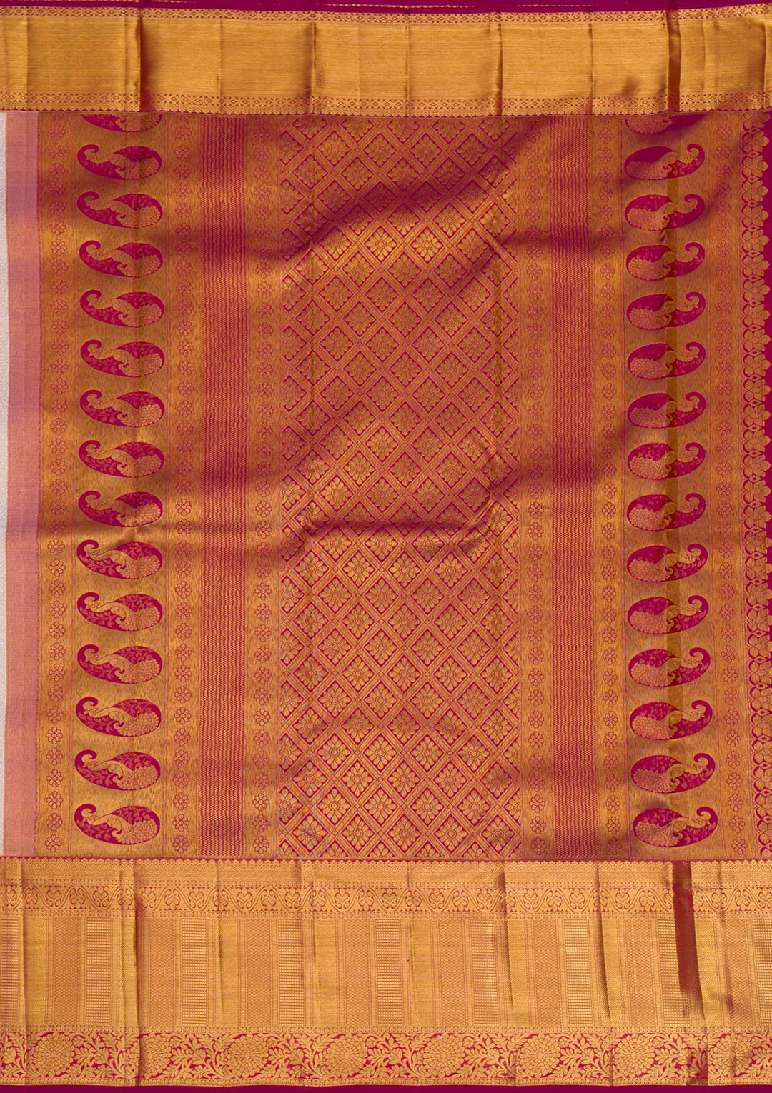 Cream Gold Zariwork Pure Silk Saree - Koskii