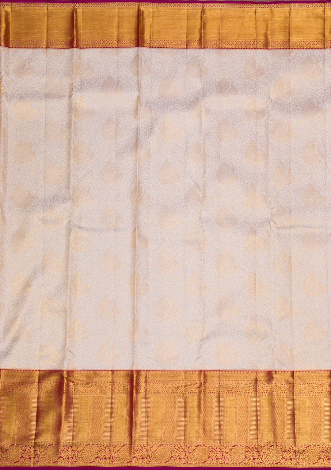 Cream Gold Zariwork Pure Silk Saree - Koskii