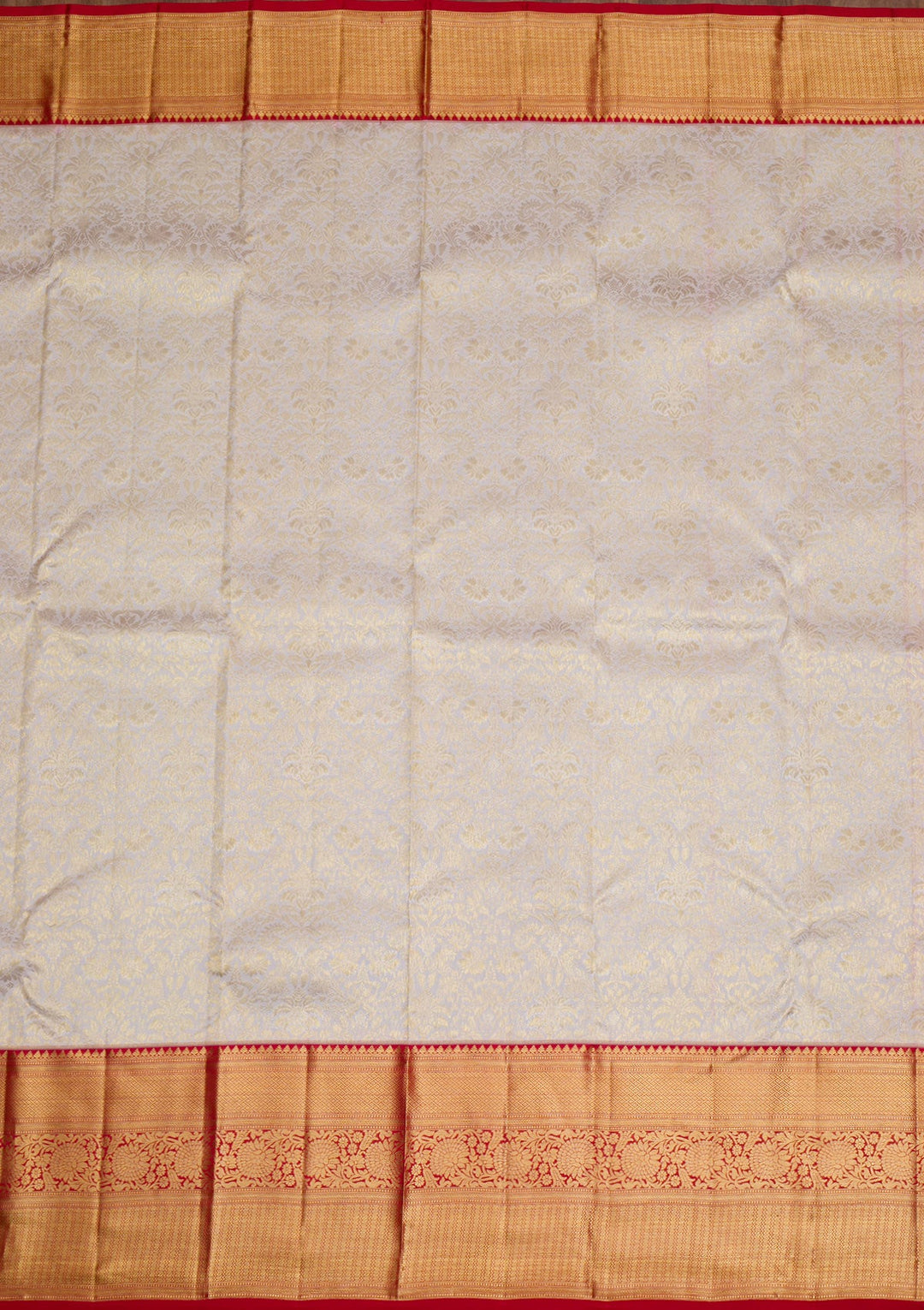 Cream Gold Zariwork Pure Silk Saree - Koskii