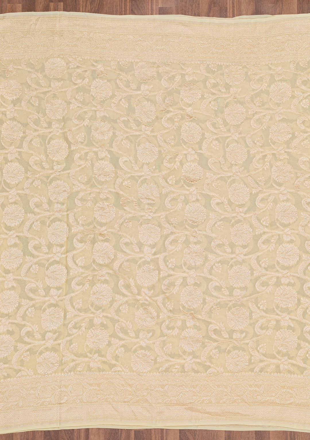 Cream Zariwork Pure Silk Saree-Koskii