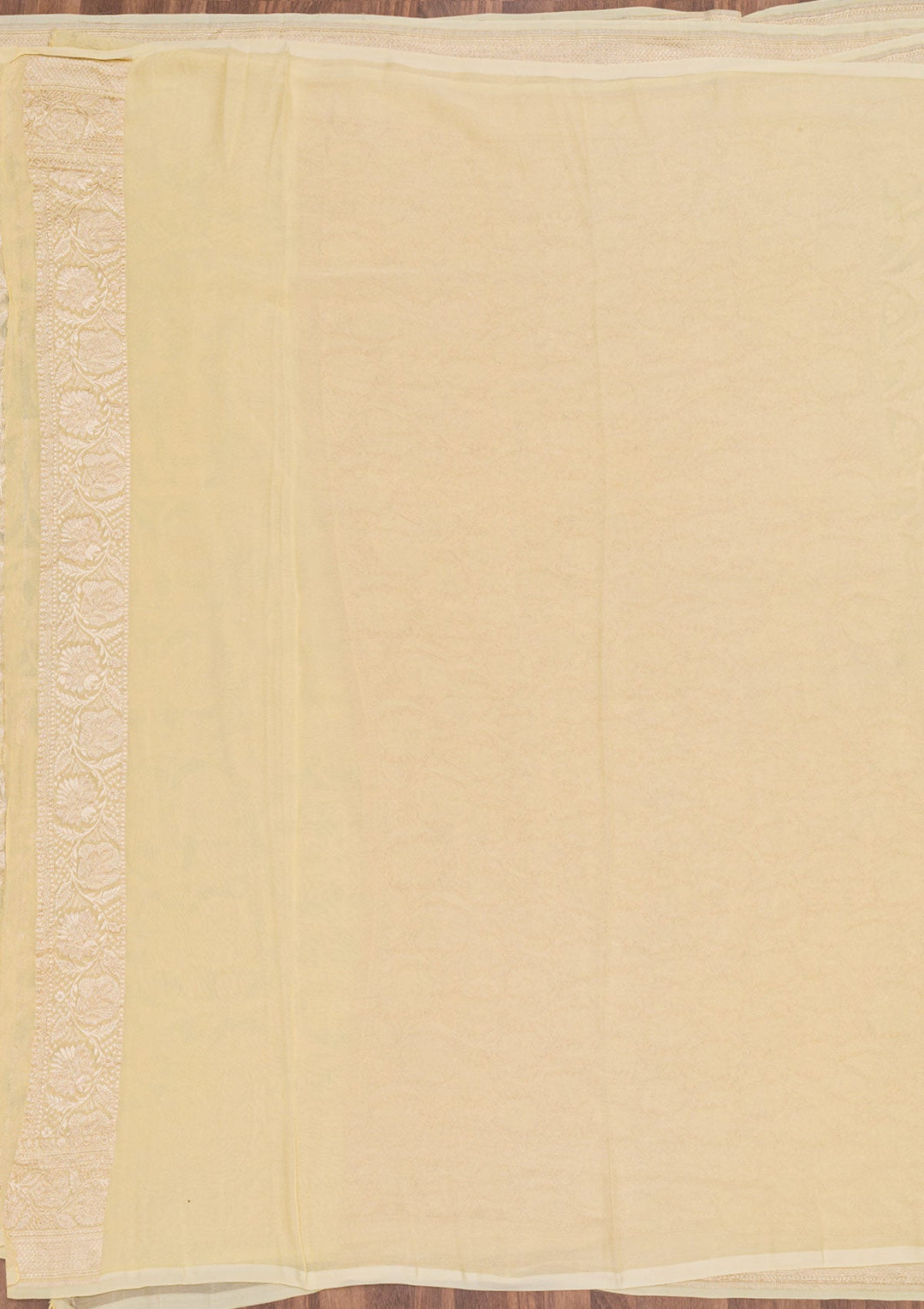 Cream Zariwork Pure Silk Saree-Koskii