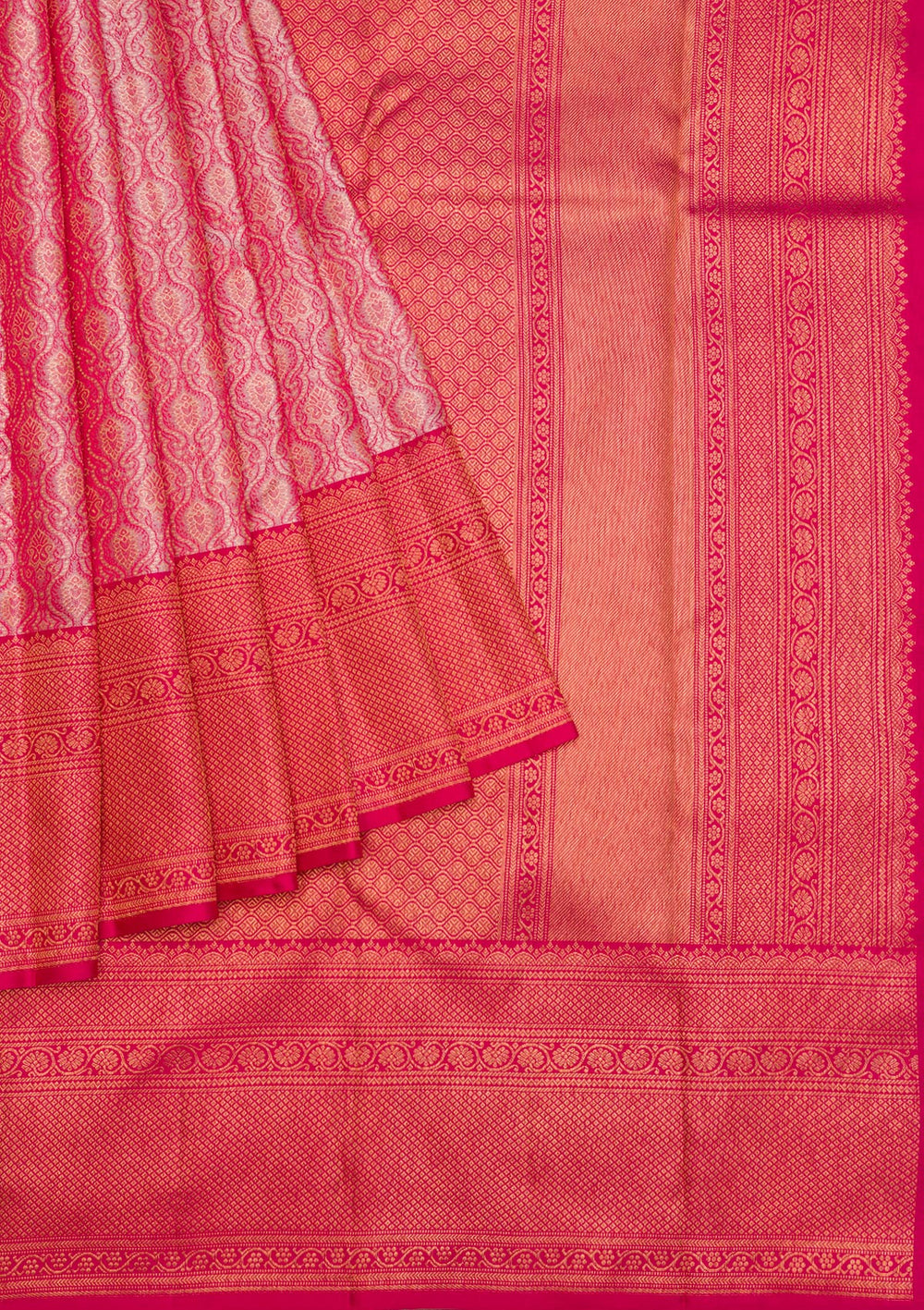 Light Pink Zariwork Pure Silk Saree-Koskii