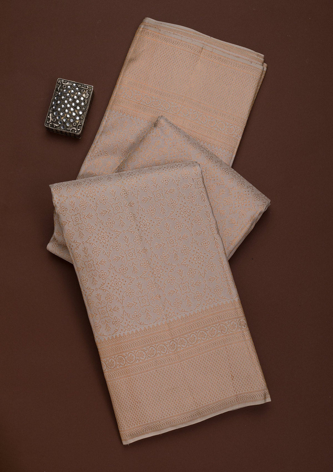 Cream Zariwork Pure Silk Saree-Koskii
