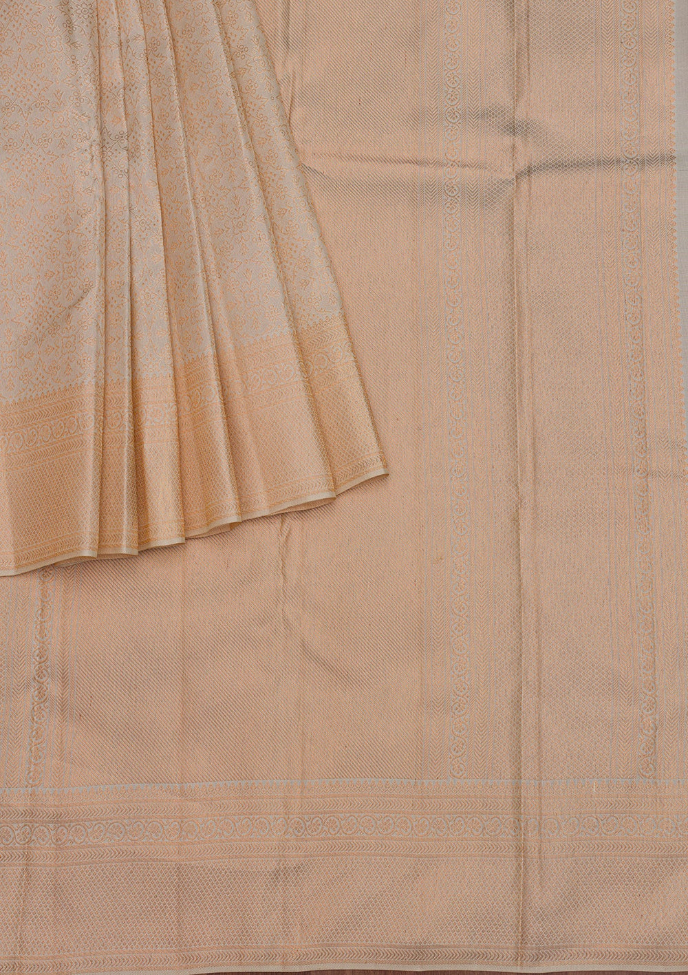 Cream Zariwork Pure Silk Saree-Koskii