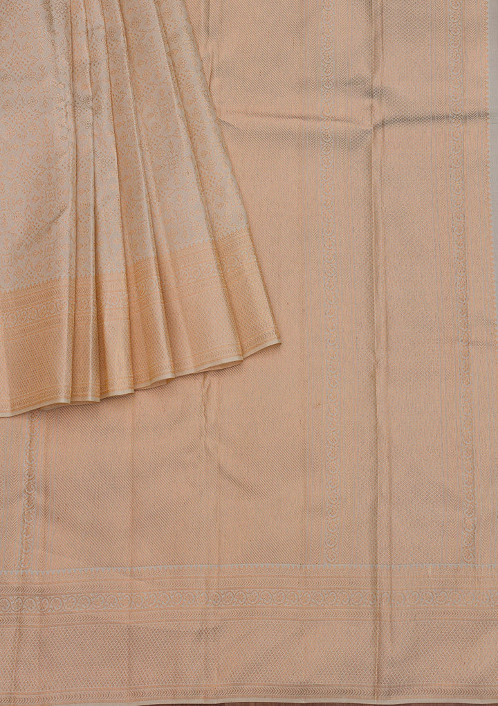 Cream Zariwork Pure Silk Saree-Koskii