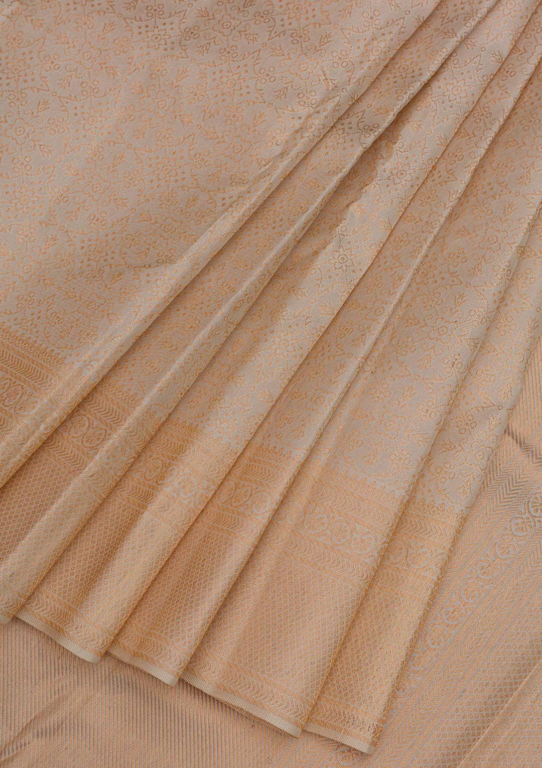 Cream Zariwork Pure Silk Saree-Koskii