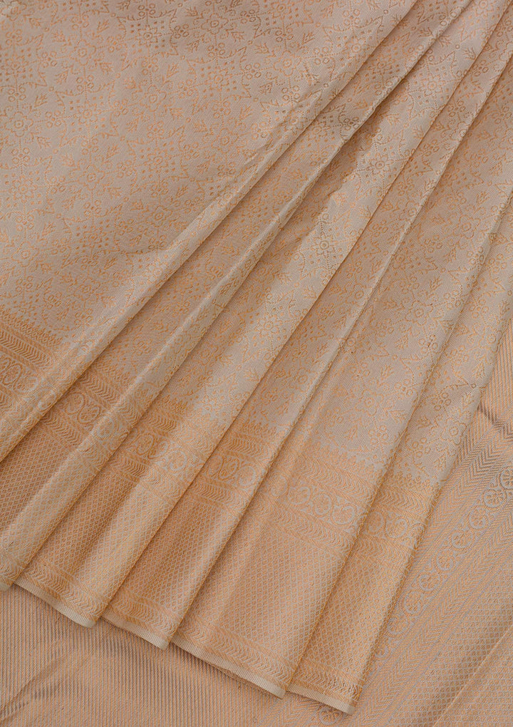 Cream Zariwork Pure Silk Saree-Koskii