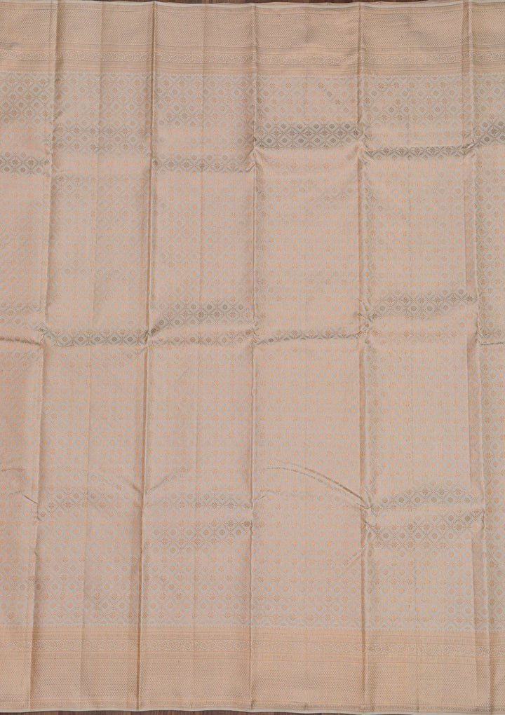 Cream Zariwork Pure Silk Saree-Koskii