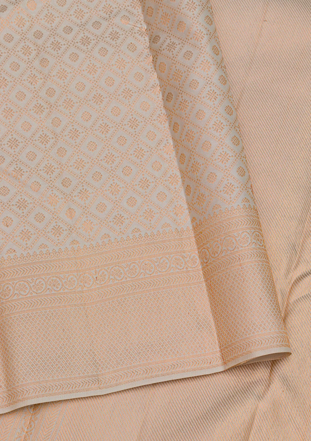 Cream Zariwork Pure Silk Saree-Koskii