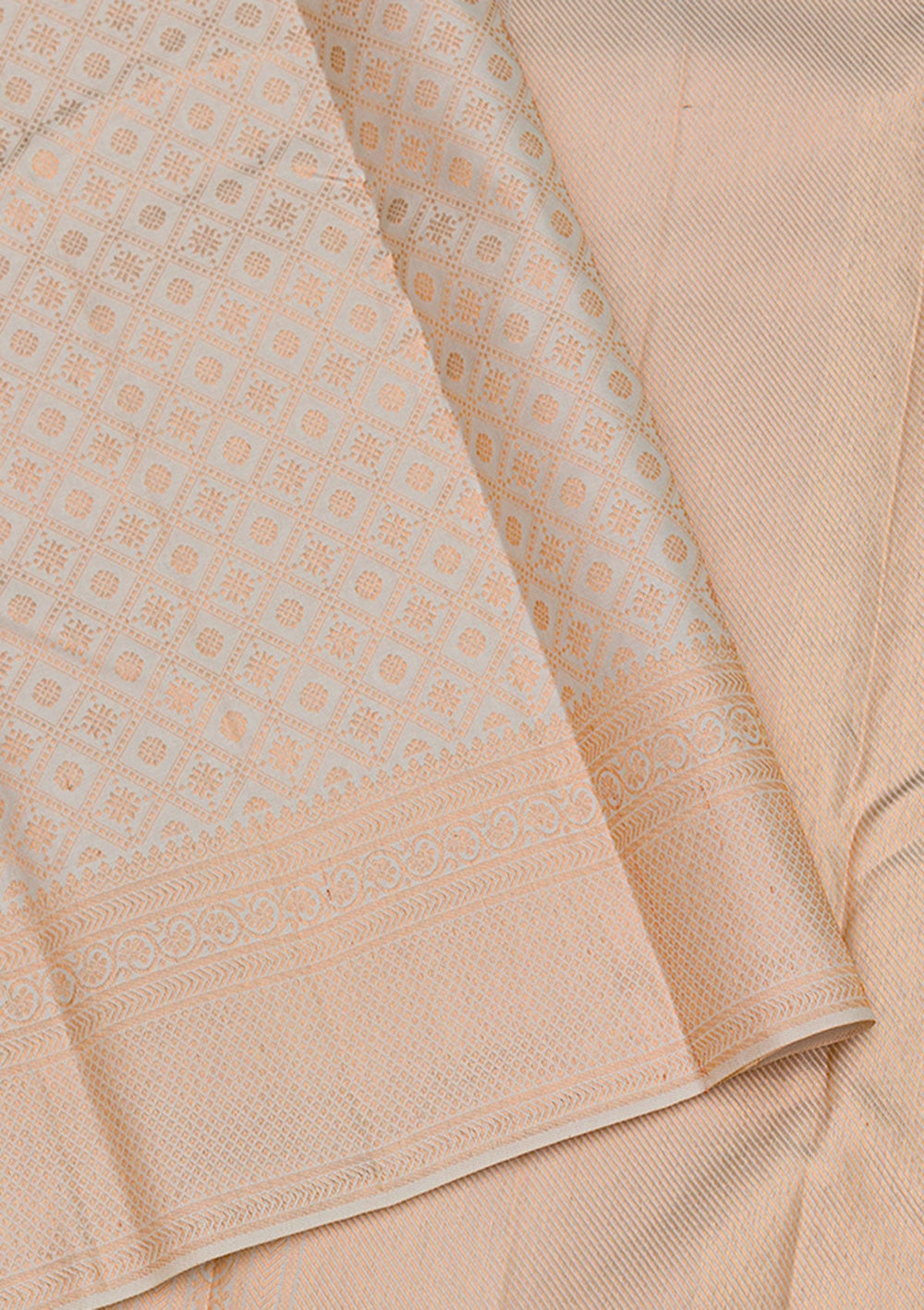 Cream Zariwork Pure Silk Saree-Koskii
