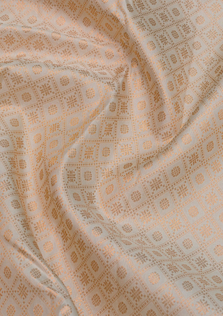 Cream Zariwork Pure Silk Saree-Koskii