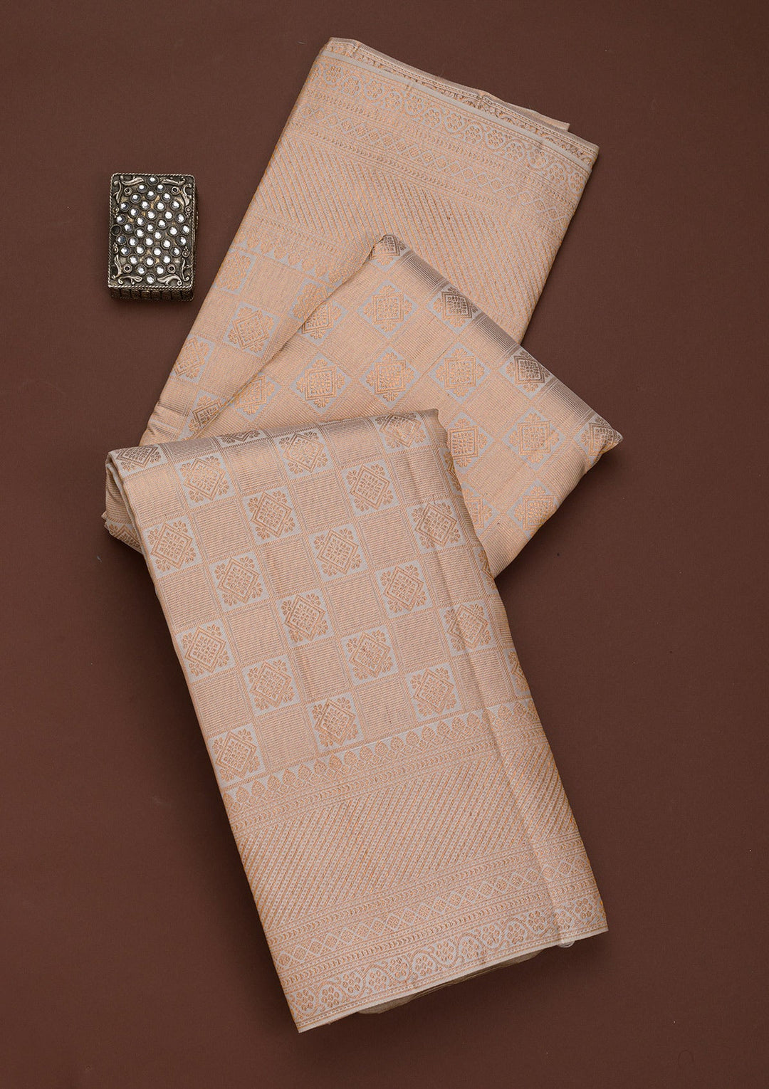 Cream Zariwork Pure Silk Saree-Koskii
