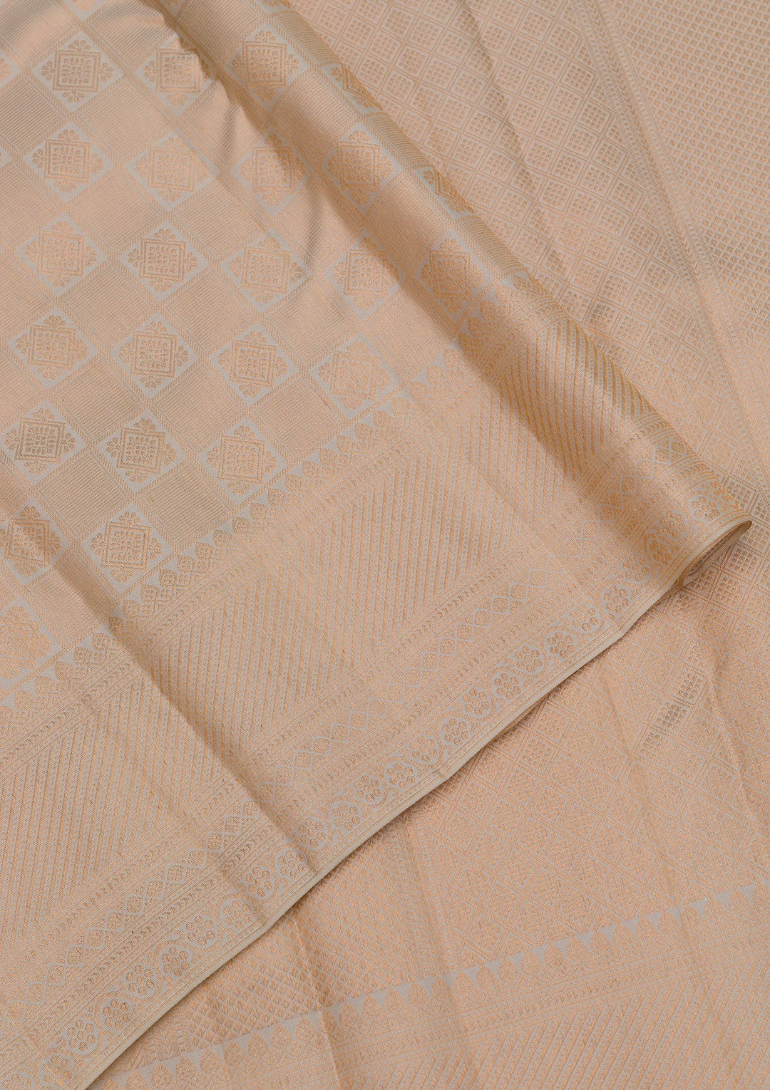 Cream Zariwork Pure Silk Saree-Koskii