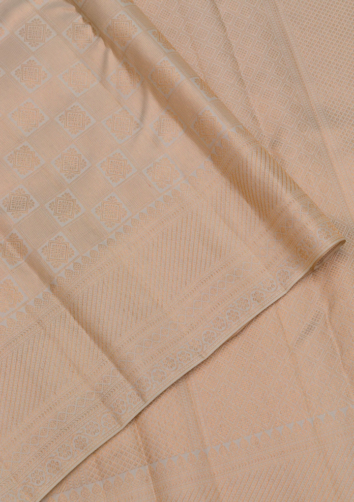Cream Zariwork Pure Silk Saree-Koskii