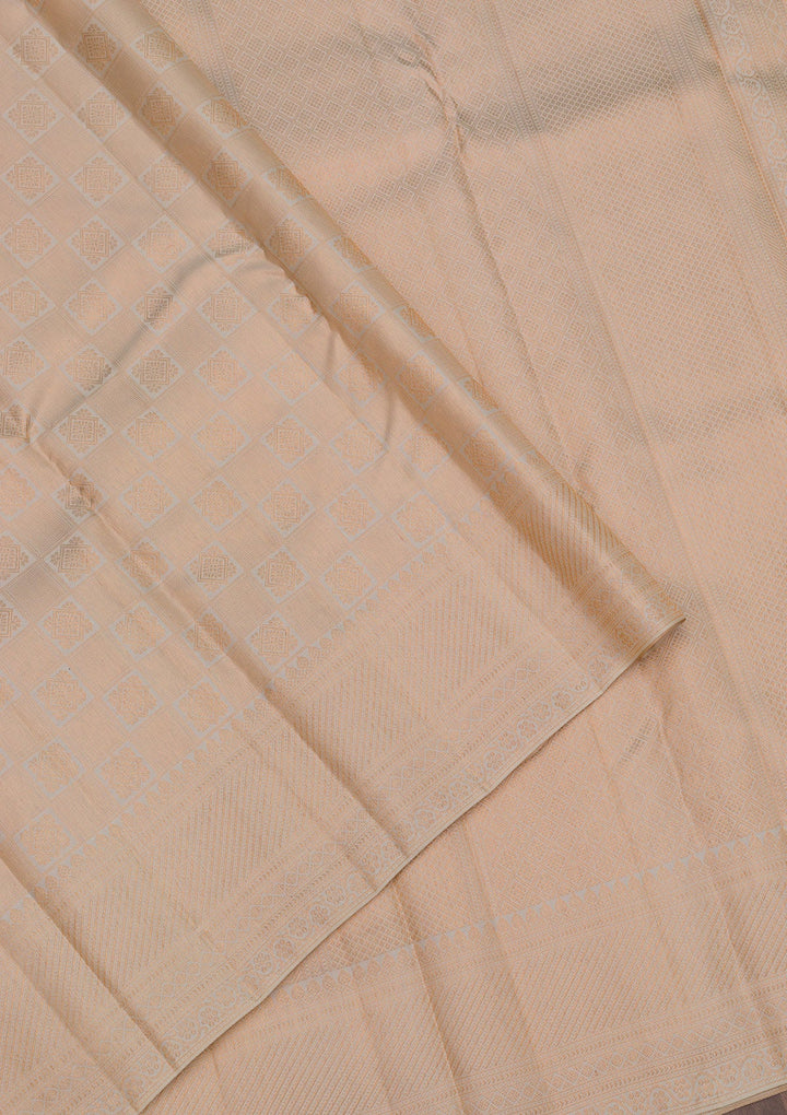 Cream Zariwork Pure Silk Saree-Koskii