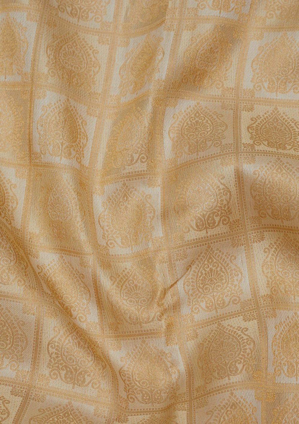Cream Zariwork Pure Silk Saree-Koskii