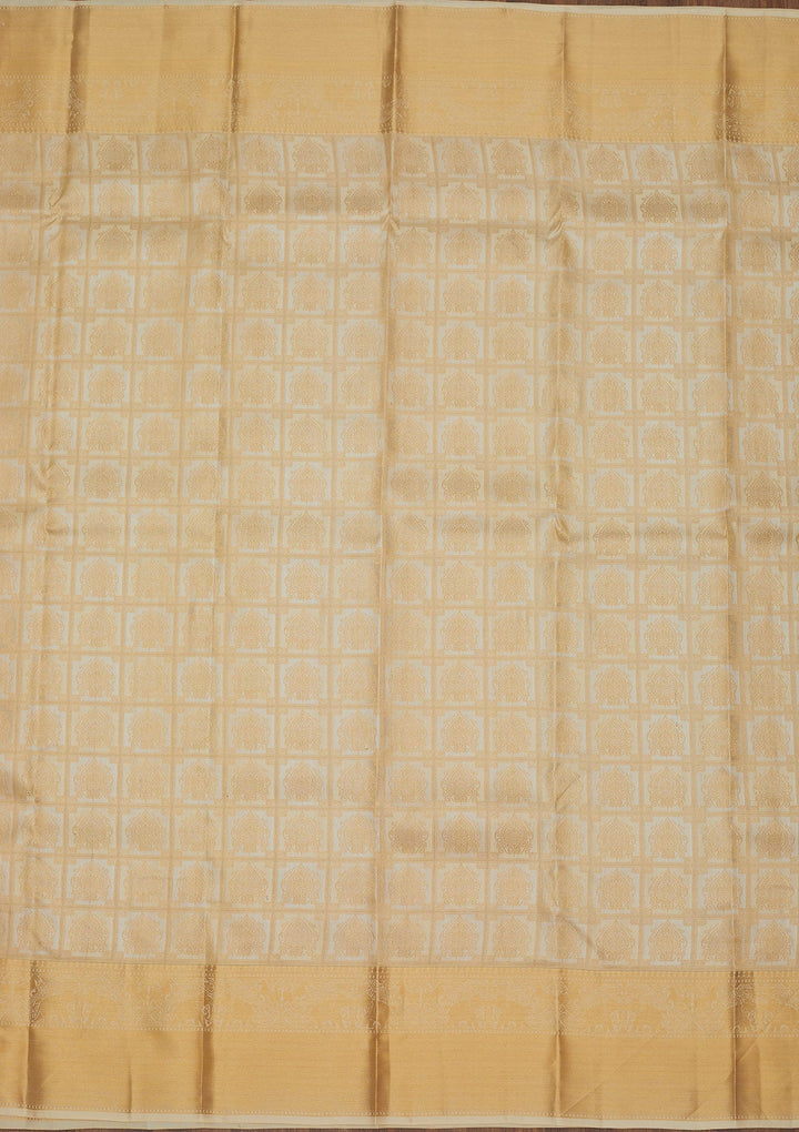 Cream Zariwork Pure Silk Saree-Koskii