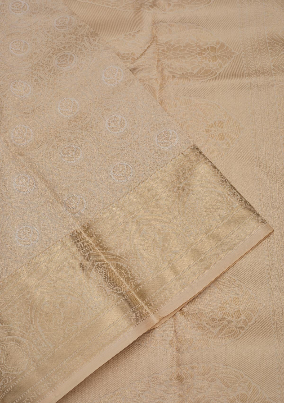 Cream Zariwork Pure Silk Saree