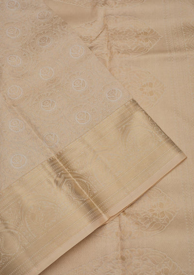 Cream Zariwork Pure Silk Saree