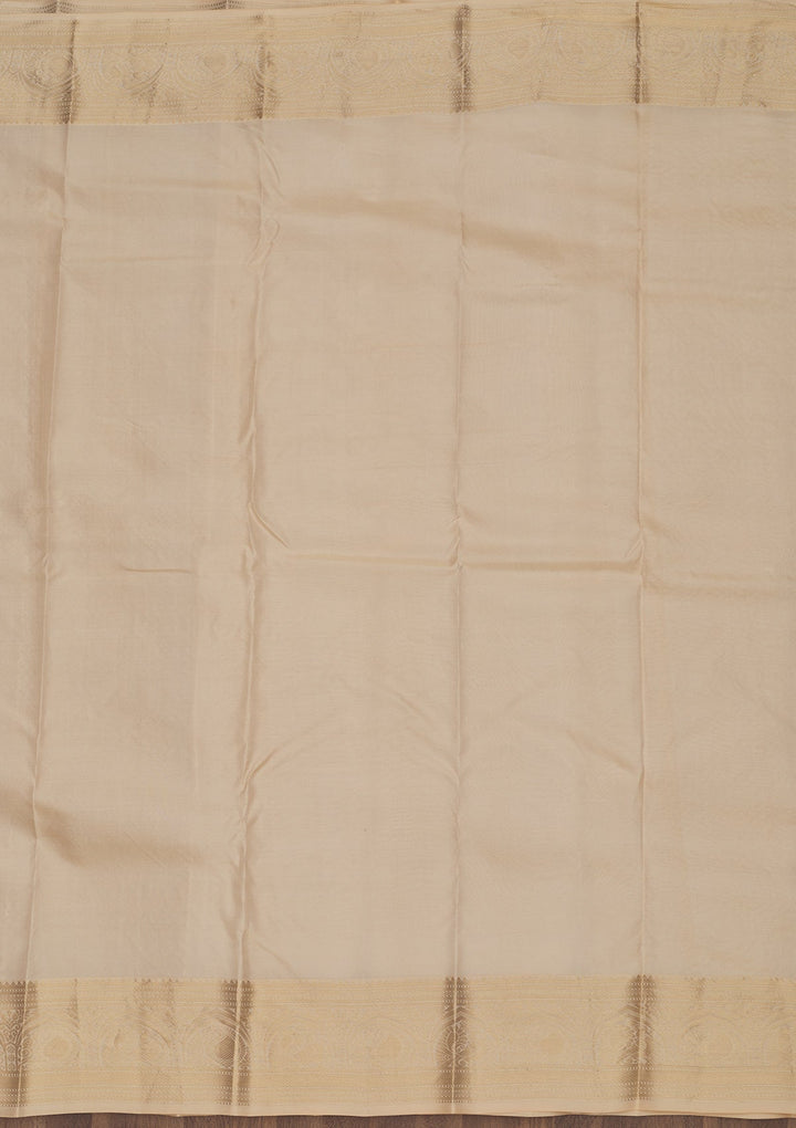 Cream Zariwork Pure Silk Saree