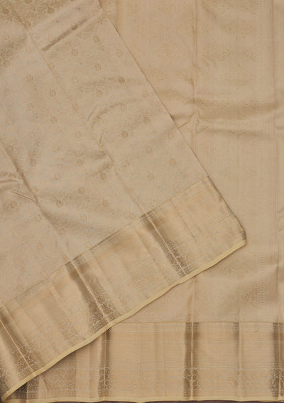 Cream Zariwork Pure Silk Saree