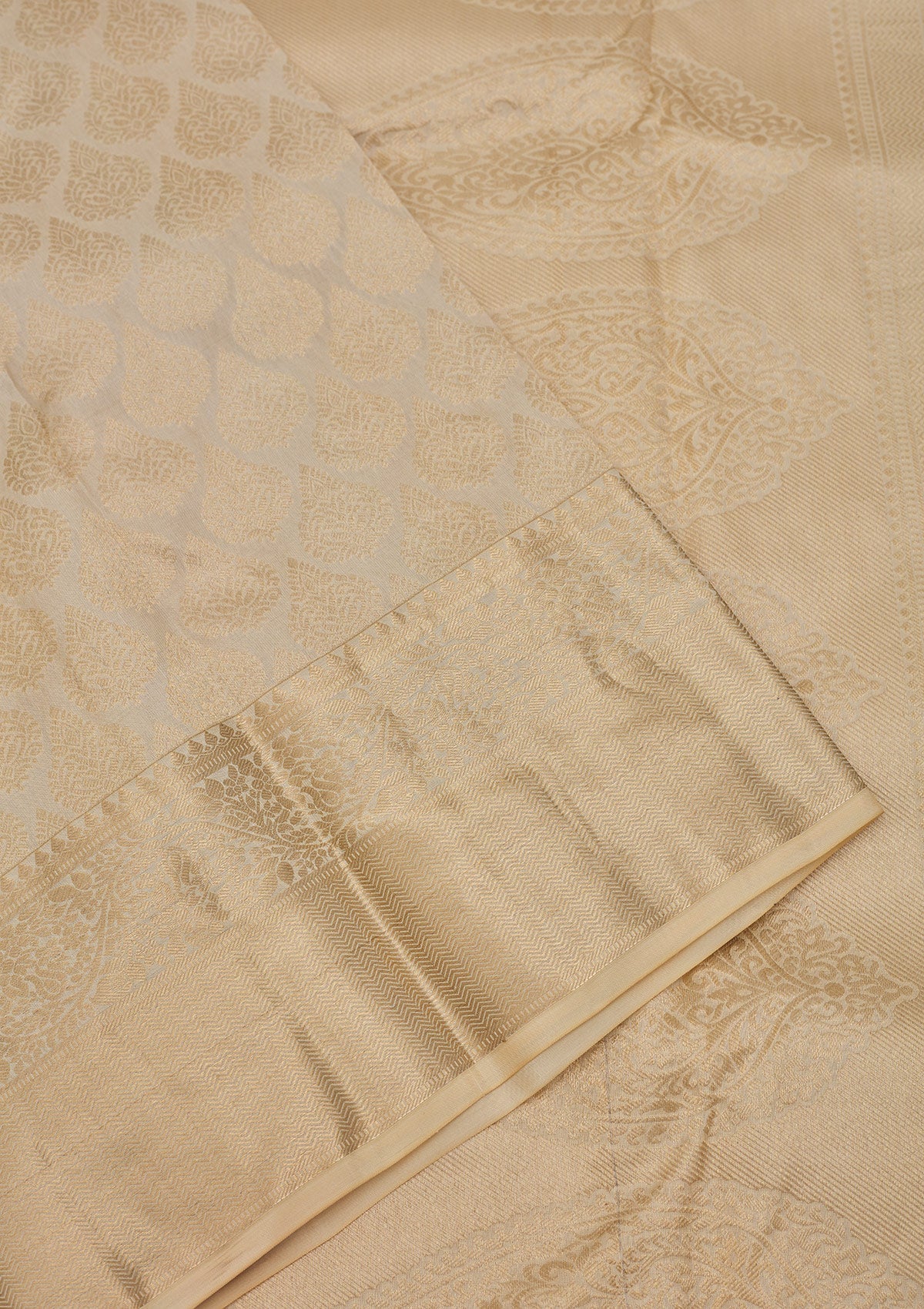 Cream Zariwork Pure Silk Saree