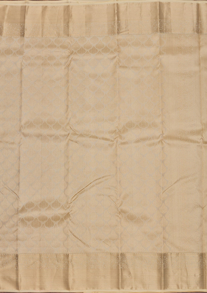 Cream Zariwork Pure Silk Saree