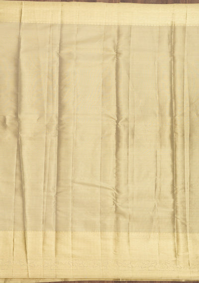 Cream Zariwork Pure Silk Saree-Koskii