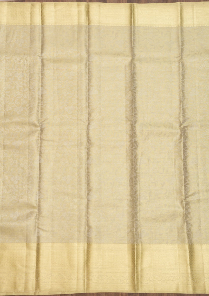 Cream Zariwork Pure Silk Saree-Koskii