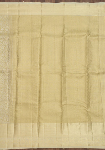 Cream Zariwork Pure Silk Saree-Koskii