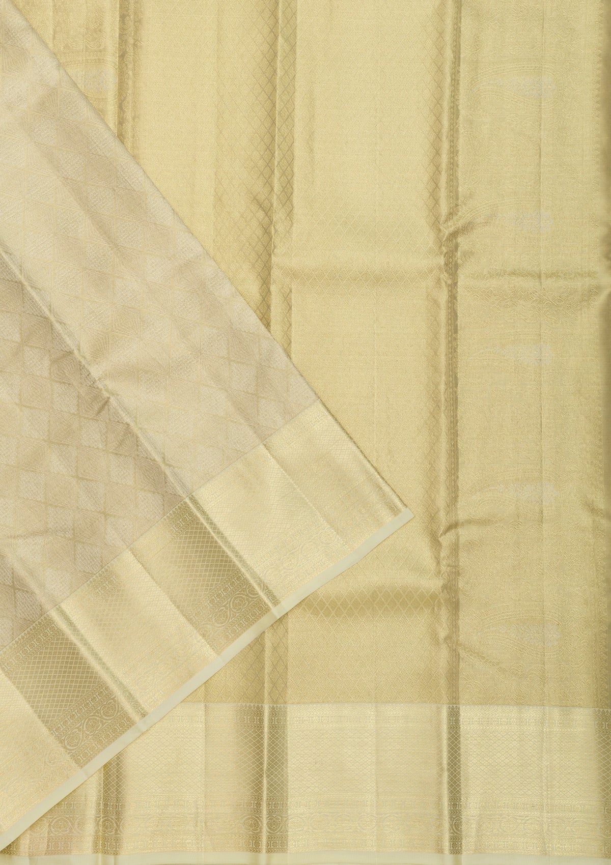 Cream Zariwork Pure Silk Saree-Koskii