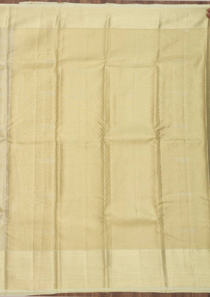 Cream Zariwork Pure Silk Saree-Koskii