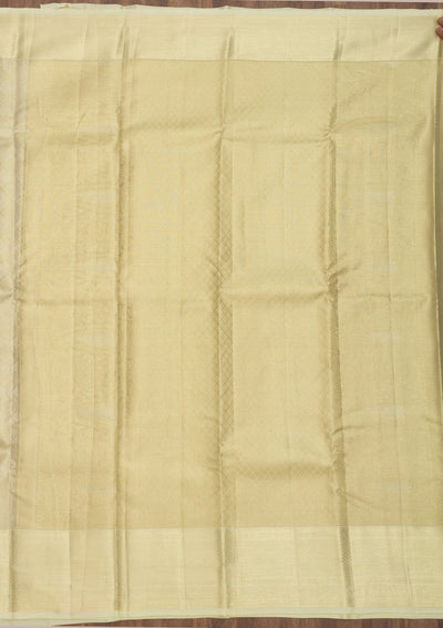 Cream Zariwork Pure Silk Saree-Koskii