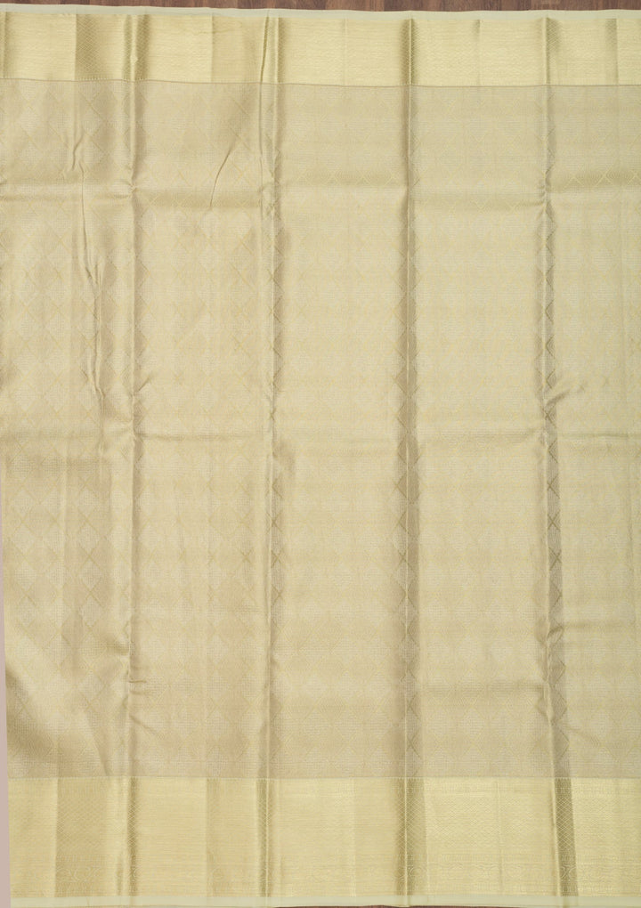 Cream Zariwork Pure Silk Saree-Koskii