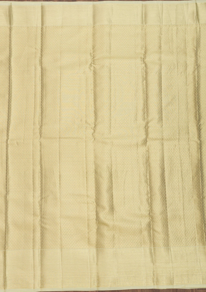 Cream Zariwork Pure Silk Saree-Koskii