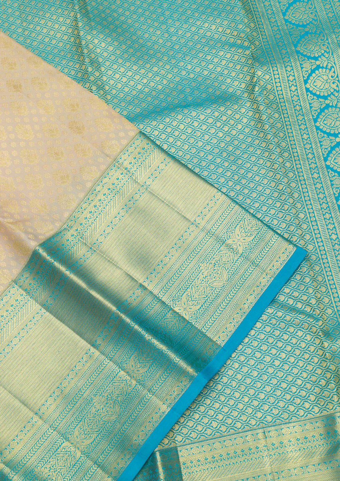 Cream Zariwork Pure Silk Saree-Koskii