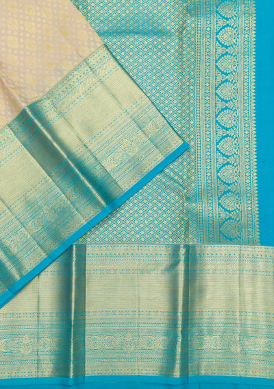 Cream Zariwork Pure Silk Saree-Koskii