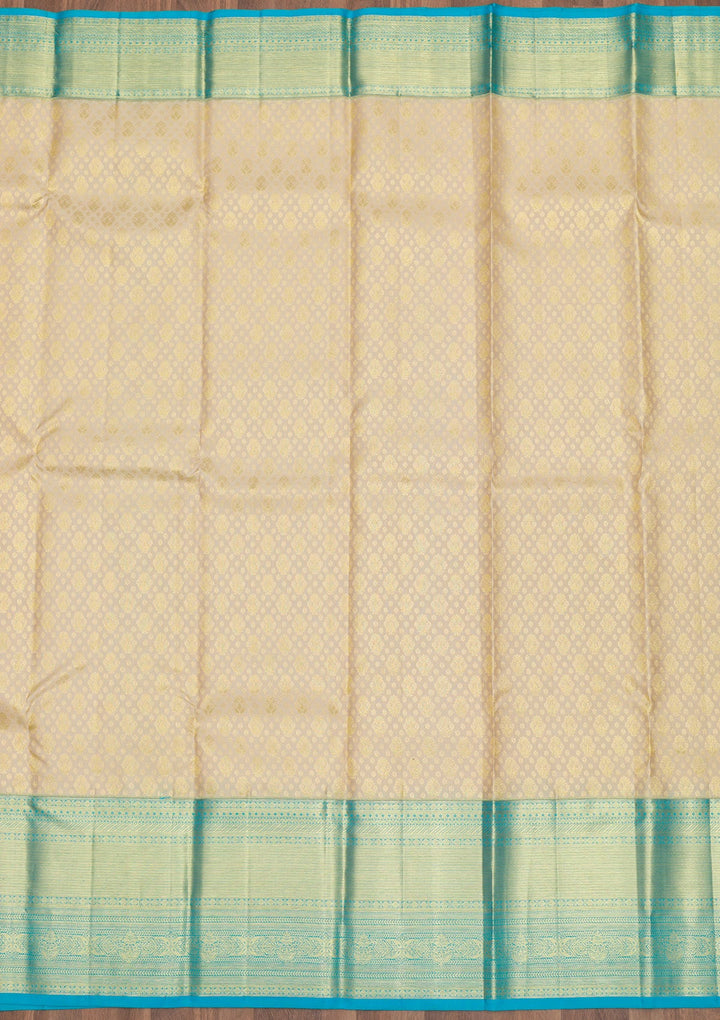 Cream Zariwork Pure Silk Saree-Koskii