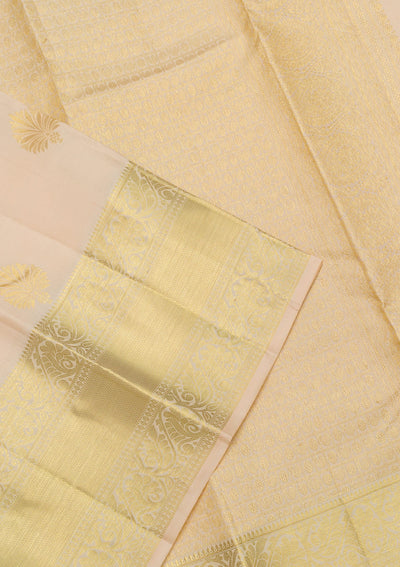 Cream Zariwork Pure Silk Saree-Koskii