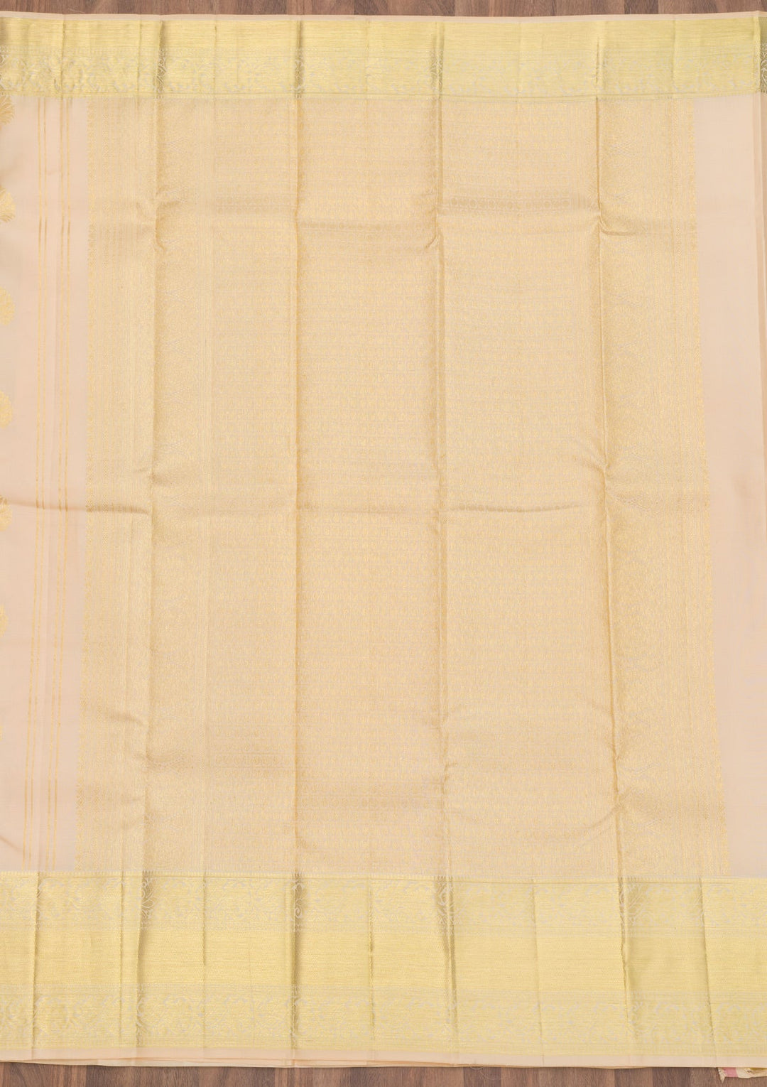 Cream Zariwork Pure Silk Saree-Koskii