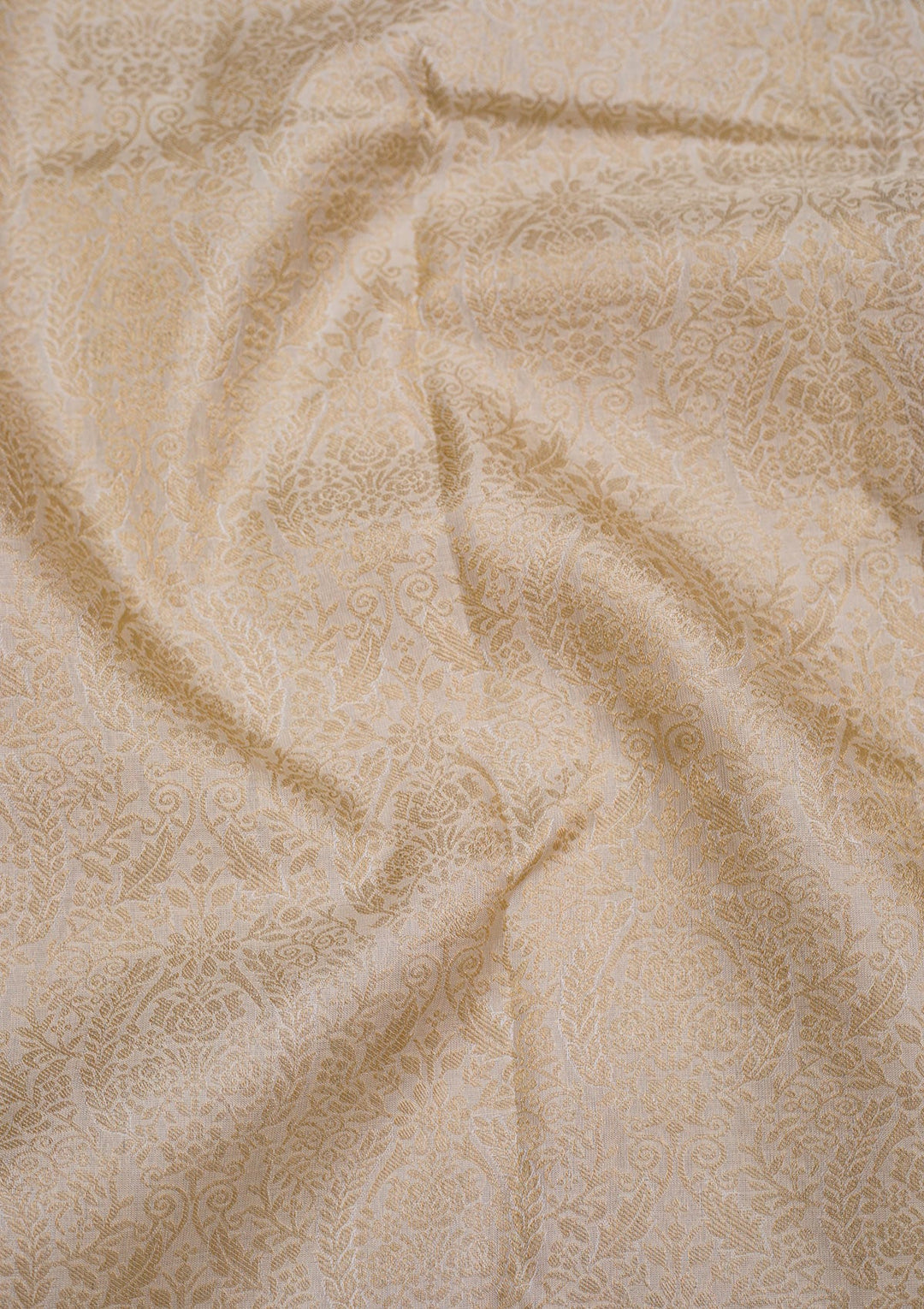 Cream Zariwork Pure Silk Saree-Koskii